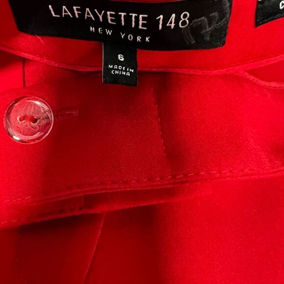 Lafayette 148 New York Clinton Cuffed Pants Red Creased Trousers Size 6 - Picture 12 of 16
